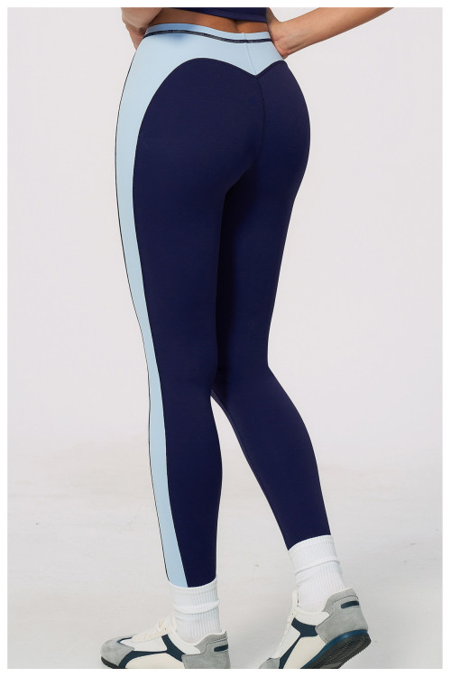 Custom yoga leggings|Wholesale Color-blocked yoga pants with butt-lifting high elasticity fitness