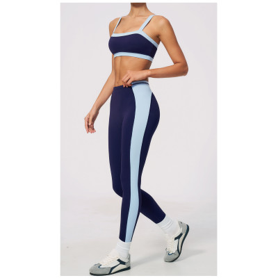 Custom Yoga Sets|Wholesale Color-blocked yoga Set with a beautiful back tight fit and breathability
