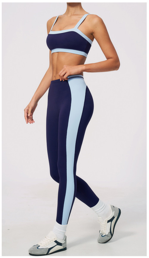 Custom Yoga Sets|Wholesale Color-blocked yoga Set with a beautiful back tight fit and breathability
