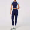 Custom Yoga Sets|Wholesale Yoga Set Round Neck Short Sleeve High Waist Long Pants High Elasticity
