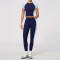 Custom Yoga Sets|Wholesale Yoga Set Round Neck Short Sleeve High Waist Long Pants High Elasticity