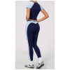 Custom Yoga Sets|Wholesale Yoga Set Round Neck Short Sleeve High Waist Long Pants High Elasticity