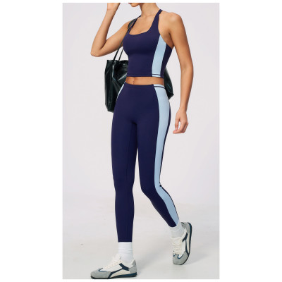 Custom Yoga Sets|Wholesale Yoga set with color blocking for outdoor running and fitness