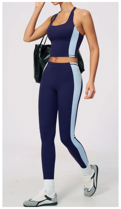 Custom Yoga Sets|Wholesale Yoga set with color blocking for outdoor running and fitness