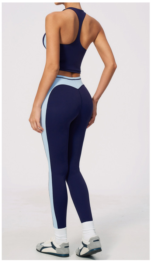 Custom Yoga Sets|Wholesale Yoga set with color blocking for outdoor running and fitness