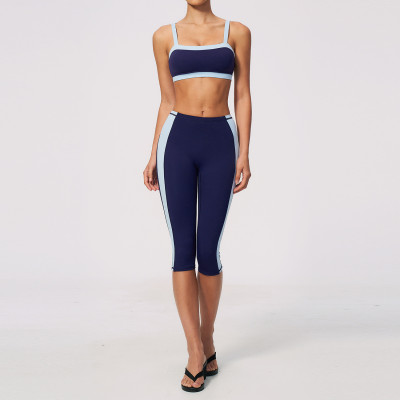 Custom Yoga Sets|Wholesale Color-blocked yoga set for women slim fit sweat-wicking and breathable