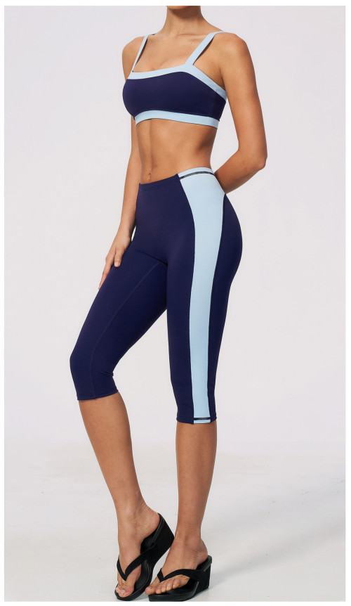 Custom Yoga Sets|Wholesale Color-blocked yoga set for women slim fit sweat-wicking and breathable
