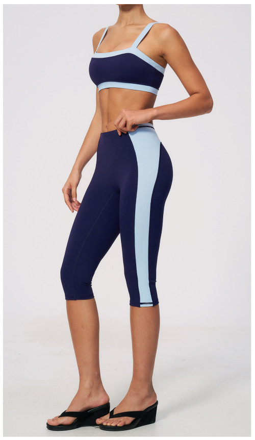 Custom Yoga Sets|Wholesale Color-blocked yoga set for women slim fit sweat-wicking and breathable