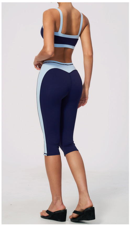 Custom Yoga Sets|Wholesale Color-blocked yoga set for women slim fit sweat-wicking and breathable