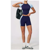 Custom Yoga Sets|Wholesale New women's color-blocked short yoga outfit for Pilates training