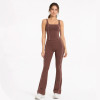 Custom Yoga Sets|New Yoga Set Supplier Color-Blocked Yoga Flared Pants Set for Sports and Fitness
