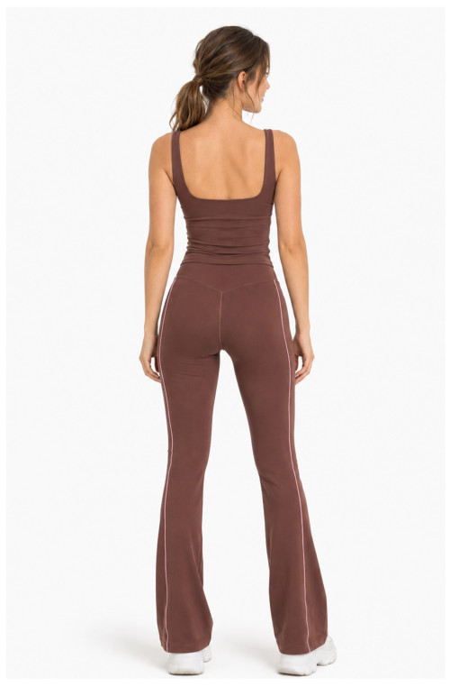 Custom Yoga Sets|New Yoga Set Supplier Color-Blocked Yoga Flared Pants Set for Sports and Fitness