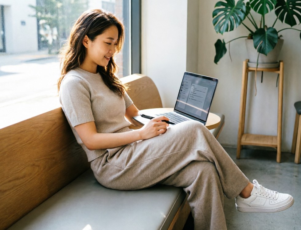 Work-to-weekend athleisure in a casual setting