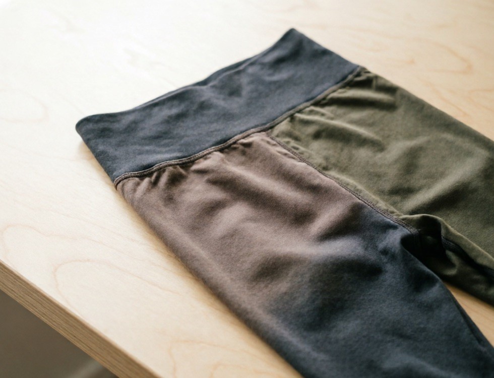 The new fabric brief — seamless matte leggings in black, charcoal, taupe and olive, draped to show softness and color versatility