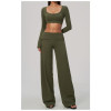 Custom Yoga Sets|Supplier of New Slim-Fit Athletic Set: High-Stretch Cropped Long-Sleeve Yoga Set
