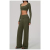Custom Yoga Sets|Supplier of New Slim-Fit Athletic Set: High-Stretch Cropped Long-Sleeve Yoga Set