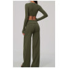 Custom Yoga Sets|Supplier of New Slim-Fit Athletic Set: High-Stretch Cropped Long-Sleeve Yoga Set