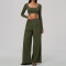 Custom Yoga Sets|Supplier of Stylish, Slim-Fit, Wide-Leg Long-Sleeve Cropped Athleisure Set