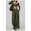 Custom Yoga Sets|Supplier of Stylish, Slim-Fit, Wide-Leg Long-Sleeve Cropped Athleisure Set