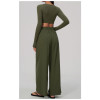 Custom Yoga Sets|Supplier of Stylish, Slim-Fit, Wide-Leg Long-Sleeve Cropped Athleisure Set