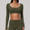 Custom long-sleeved sweatshirt |Wholesale Long-sleeve athletic top with a U-neck  slimming.