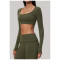 Custom long-sleeved sweatshirt |Wholesale Long-sleeve athletic top with a U-neck  slimming.