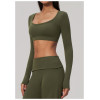 Custom long-sleeved sweatshirt |Wholesale Long-sleeve athletic top with a U-neck slimming.