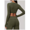 Custom long-sleeved sweatshirt |Wholesale Long-sleeve athletic top with a U-neck slimming.