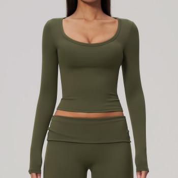 Custom long-sleeved sweatshirt |Wholesale High-Stretch Slim-Fit Long-Sleeve Yoga Pilate Training Top
