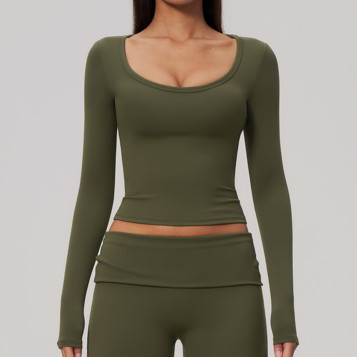 Custom long-sleeved sweatshirt |Wholesale High-Stretch Slim-Fit Long-Sleeve Yoga Pilate Training Top