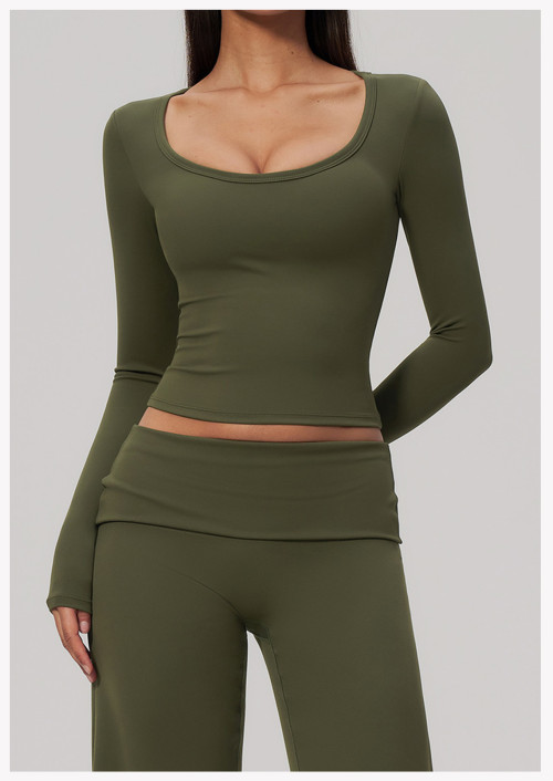 Custom long-sleeved sweatshirt |Wholesale High-Stretch Slim-Fit Long-Sleeve Yoga Pilate Training Top