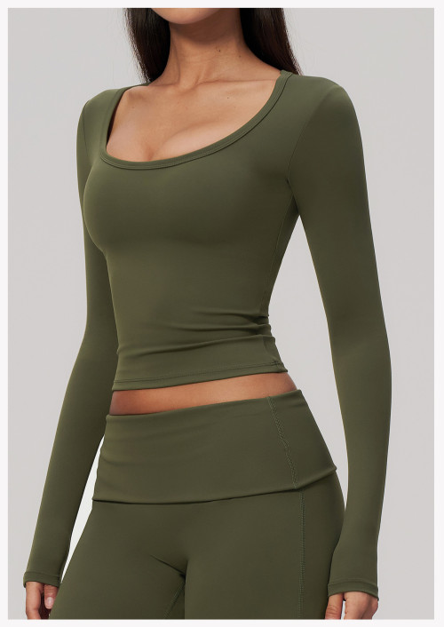 Custom long-sleeved sweatshirt |Wholesale High-Stretch Slim-Fit Long-Sleeve Yoga Pilate Training Top