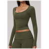 Custom long-sleeved sweatshirt |Wholesale High-Stretch Slim-Fit Long-Sleeve Yoga Pilate Training Top