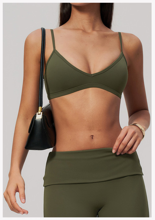 Custom Yoga bra|Wholesale Women's Sports Bra – V-Neck Open-Back High-Stretch, Breathable, Quick-Dry
