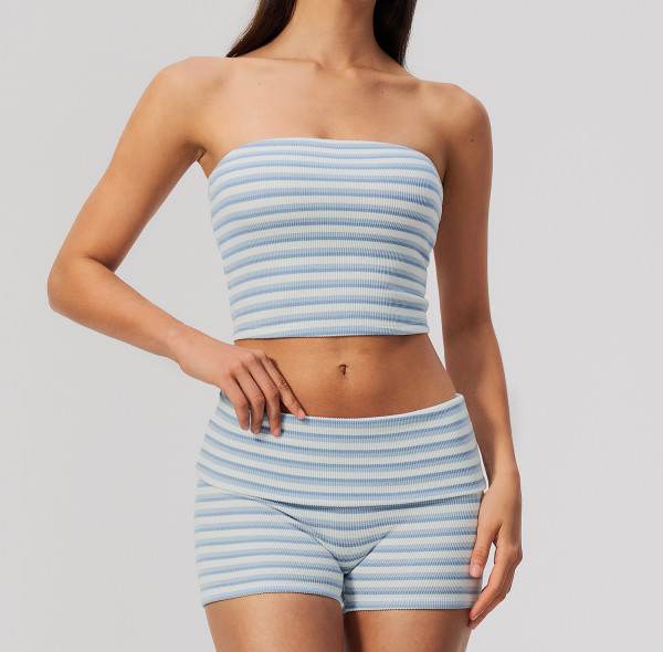 Custom Yoga Sets|Supplier of Breathable and stylish double-sided fleece yoga tube top for sports