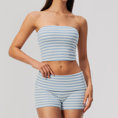 Custom Yoga Sets|Supplier of Breathable and stylish double-sided fleece yoga tube top for sports