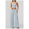 Custom Yoga Sets|Supplier of Sophisticated Yoga Set: Striped Casual Wide-Leg Pants Outfit