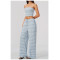 Custom Yoga Sets|Supplier of Sophisticated Yoga Set: Striped Casual Wide-Leg Pants Outfit