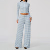 Custom Yoga Sets|Supplier of Yoga set zip-up mock neck breathable fabric and wide-leg bottoms