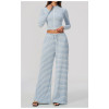Custom Yoga Sets|Supplier of Yoga set zip-up mock neck breathable fabric and wide-leg bottoms