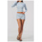 Custom Yoga Sets|Supplier of  Striped Yoga Set with Mock Neck Top and Athletic Shorts