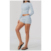 Custom Yoga Sets|Supplier of  Striped Yoga Set with Mock Neck Top and Athletic Shorts