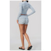 Custom Yoga Sets|Supplier of  Striped Yoga Set with Mock Neck Top and Athletic Shorts