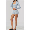 Custom Yoga Sets|Supplier of High-Waisted Striped Yoga Set–Breathable Athletic Shorts Fitness Wear