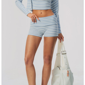 Custom Yoga Sets|Supplier of High-Waisted Striped Yoga Set–Breathable Athletic Shorts Fitness Wear