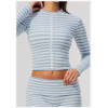 Custom Yoga Jackets | Wholesale New slim-fit striped fitness jacket with a stand-up collar.