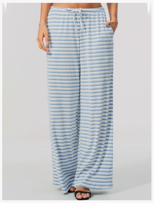 Custom sports sweatpants|Wholesale Women Striped Loose-Fit Yoga Pant–Casual Stylish Athletic Trouser