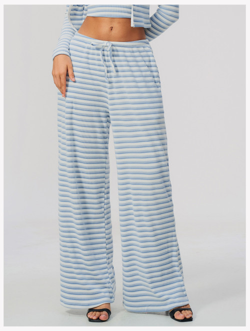 Custom sports sweatpants|Wholesale Women Striped Loose-Fit Yoga Pant–Casual Stylish Athletic Trouser