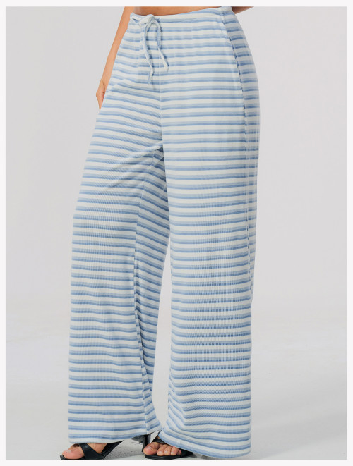 Custom sports sweatpants|Wholesale Women Striped Loose-Fit Yoga Pant–Casual Stylish Athletic Trouser