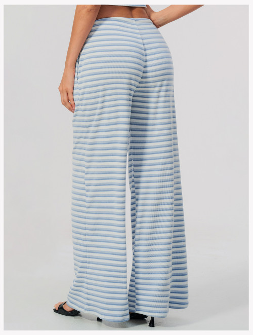 Custom sports sweatpants|Wholesale Women Striped Loose-Fit Yoga Pant–Casual Stylish Athletic Trouser